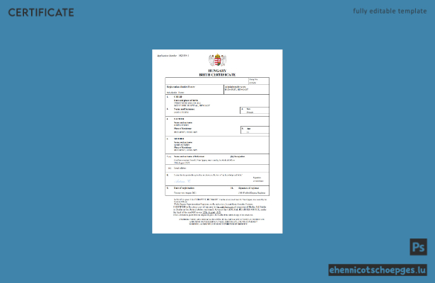 Ungarische Geburtsurkunde (Word- und PDF-Beispiel)